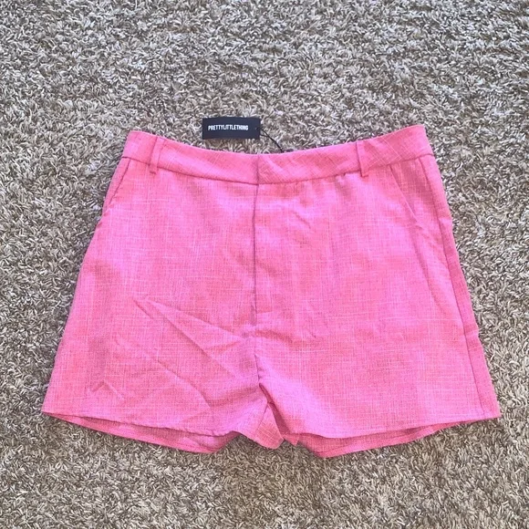 NWT PrettyLittleThing Women’s Hot Pink Tailored High-Waist Dressy Shorts Size 12 - Picture 1 of 8